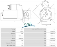 Citroen-DS-11CV-HY - Startmotor, 9 tanden. Met magnetische startschakelaar. Geschikt voor Citroën DS. Hoge rot