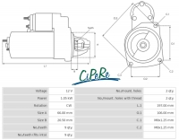 Renault - Startmotor, geschikt voor Peugeot 404 D. Peugeot 504 1.9D. Citroën HY Diesel. 12V. Vermog