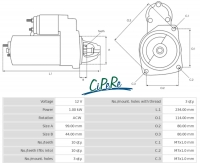 Citroen-DS-11CV-HY - Startmotor voor Citroen DS, 10 tanden, met magneetschakelaar (nieuw onderdeel). Geïnstall