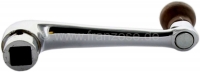 Citroen-DS-11CV-HY - Verchroomde raamslinger, met houten knop. Geschikt voor Citroen 11CV + 15CV. 10mm vierkant