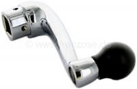 Citroen-DS-11CV-HY - Verchroomde raamslinger, met kunststof knop. Geschikt voor Citroen 11CV + 15CV. 10mm vierk