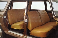 Peugeot - P 404, stoelhoezen (2x voorbank, 1x achterbank). Kleur: lichtbruin leer (cognac). Geschikt