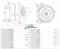 Peugeot - P 404/504/J7, dynamo 12V, 50A. Geschikt voor Peugeot-voertuigen met laadindicatielampje! E
