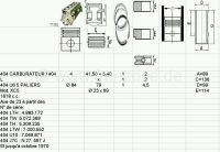 Peugeot - P 404, zuiger + cilindervoeringen (4 stuks). Geschikt voor Peugeot 404. Voor motor: XC5. C