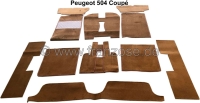 Peugeot - P 504, tapijtset velours date (bruin-beige), voor Peugeot 504 Coupe. 11 stuks, kettingbind