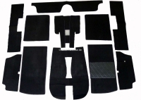 Peugeot - P 504, tapijtset velours zwart, voor Peugeot 504 Cabrio. 11 stuks, kettingbinding.