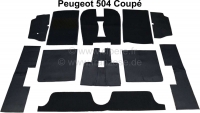 Peugeot - P 504, tapijtset velours zwart, voor Peugeot 504 Coupe. 11 stuks, kettingbinding.