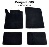 Peugeot - P 505, set vloermatten (4 stuks). Velours Exellence zwart met donkergrijze (Gris foncé) k