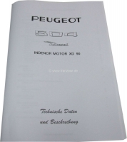 Peugeot - P 504, Technische gegevens + beschrijving Peugeot 504 met XD90-motor 54 pagina's, Duits