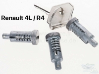 Renault - R4, slotcilinder (3 stuks) met 2x sleutel (replica). Geschikt voor Renault R4. Deur voor l