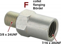R4/R16/R12, remkrachtregelaar: Remleidingadapter van 3/8x24 UNF naar
