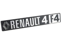 Renault - R4 F4, Renault R4 F4 embleem (1 serie), gemaakt van kunststof. Het embleem wordt op de ach