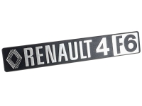 Renault - R4 F6, Renault R4 F6 embleem (1 serie), gemaakt van kunststof. Het embleem wordt op de ach