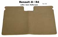 R4, Renault R4 kofferbakmat. Veloursbeige, beige rand. Past bij onze tapijtset
