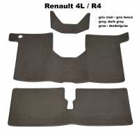 Renault - R4, tapijtset. Velours grijs (voor + achter + kofferbak). Geschikt voor Renault R4.