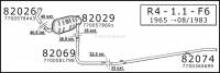 Renault - R4, (1108ccm), uitlaatpijp. Geschikt voor Renault R4, vanaf bouwjaar 1965 tot 08/1983 (R21
