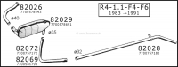 Renault - R4, (845 + 1108cc), uitlaatpijp. Geschikt voor Renault R4 (R1123, 845cc), vanaf bouwjaar 0